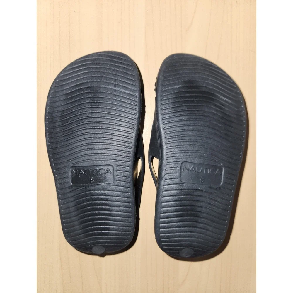 Nautica Black/White/Gray Toddler Boy Sandals/Slides Size 8~RARE HARD‎ TO FIND